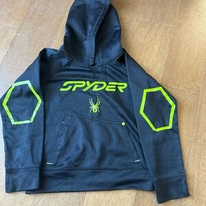 Spyder Kids Black Hoodie with Neon Green Accents